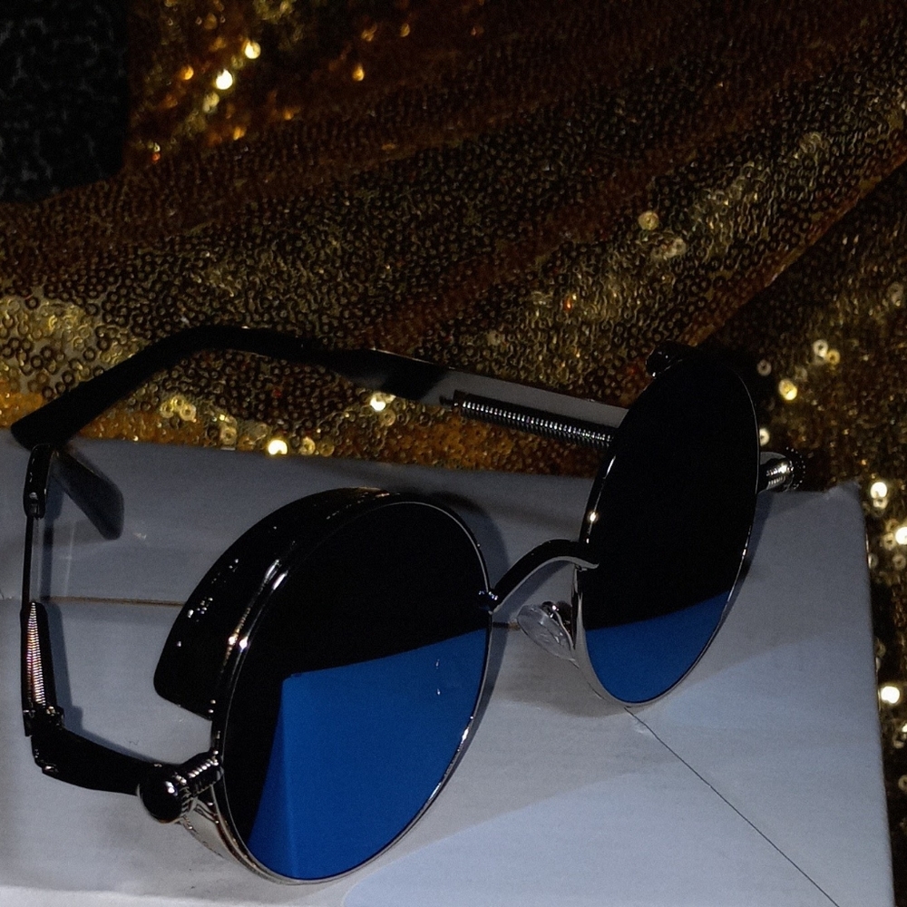 Half google mirror blue tint sunglasses